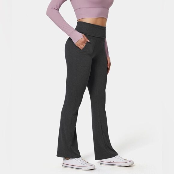 HALARA Pants - NWOT HALARA Super High Waisted Foldover Pocket Full Length Flare Leggings size M